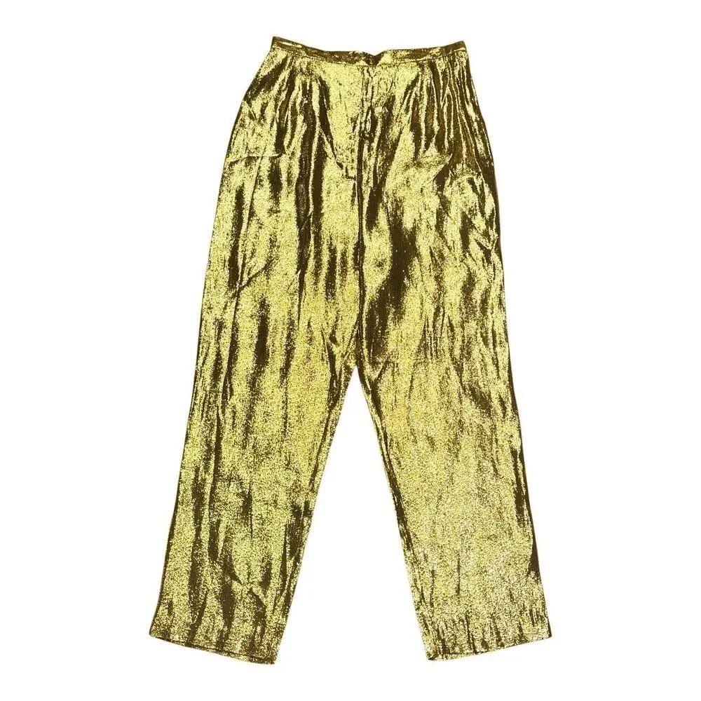 Wray Metallic Gold Silk Sprite Pants Size 2 XS - Picture 4 of 7